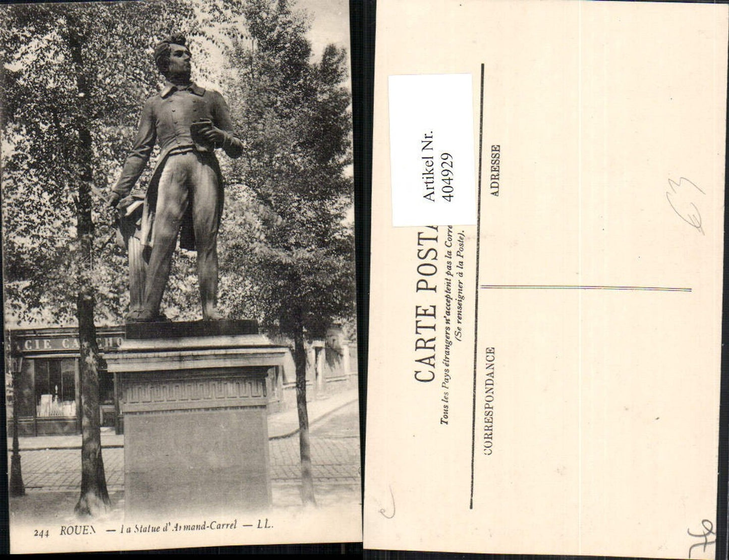 404929,Haute-Normandie Seine-Maritime Rouen La Statue d'Armand Carrel Denkmal