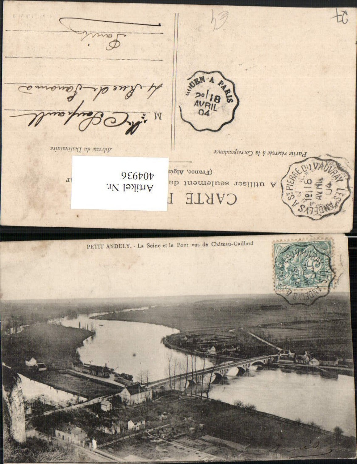 404936,Haute-Normandie Eure Petit Andely La Seine et le Pont vus de Chateau-Gaillard Brücke