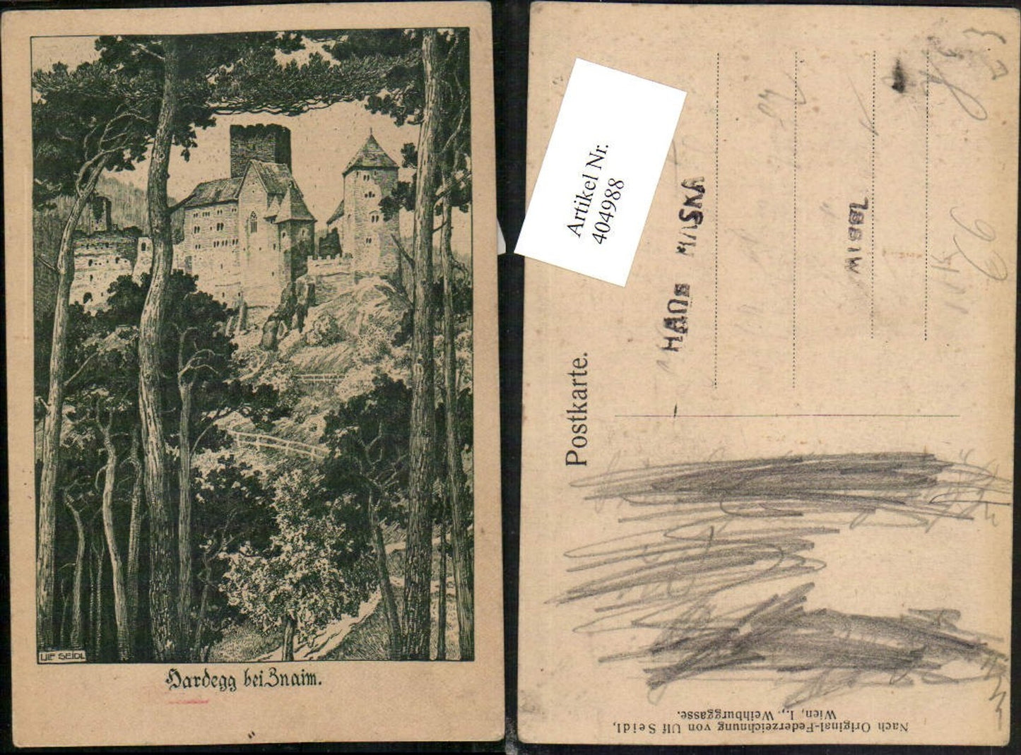 404988,Künstler AK Ulf Seidl Hardegg b. Znaim Burg