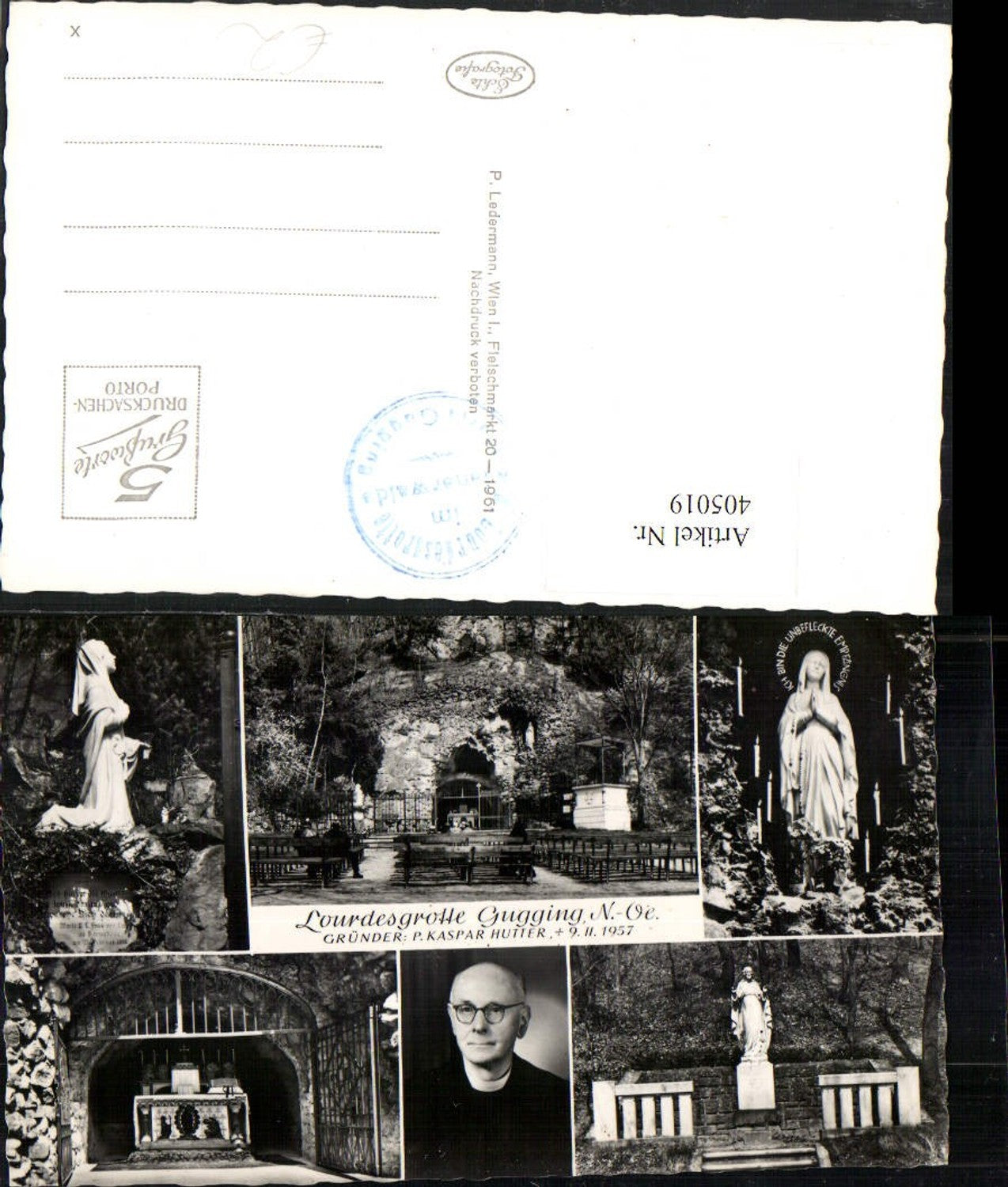 405019,Gugging Lourdesgrotte Altar Marienstatue Mehrbildkarte