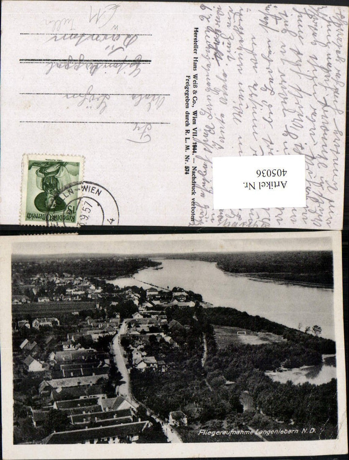 405036,Langenlebarn b. Tulln Totale Fliegeraufnahme