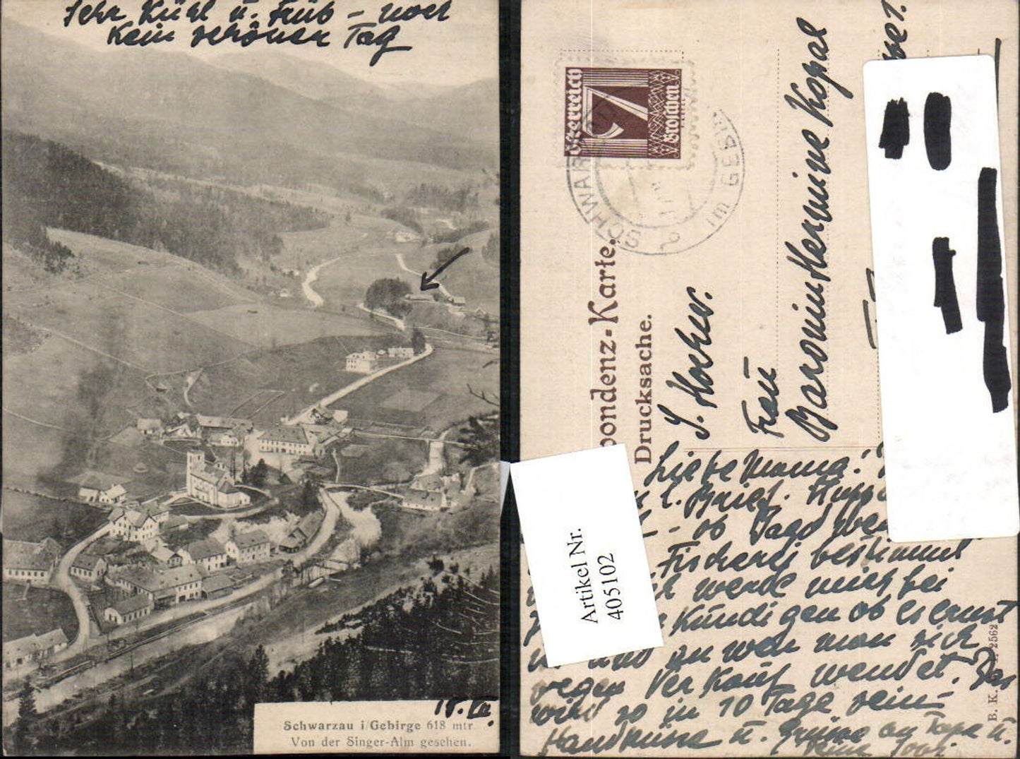405102,Schwarzau im Gebirge Totale von d. Singer-Alm pub B.K.W.I. 2562