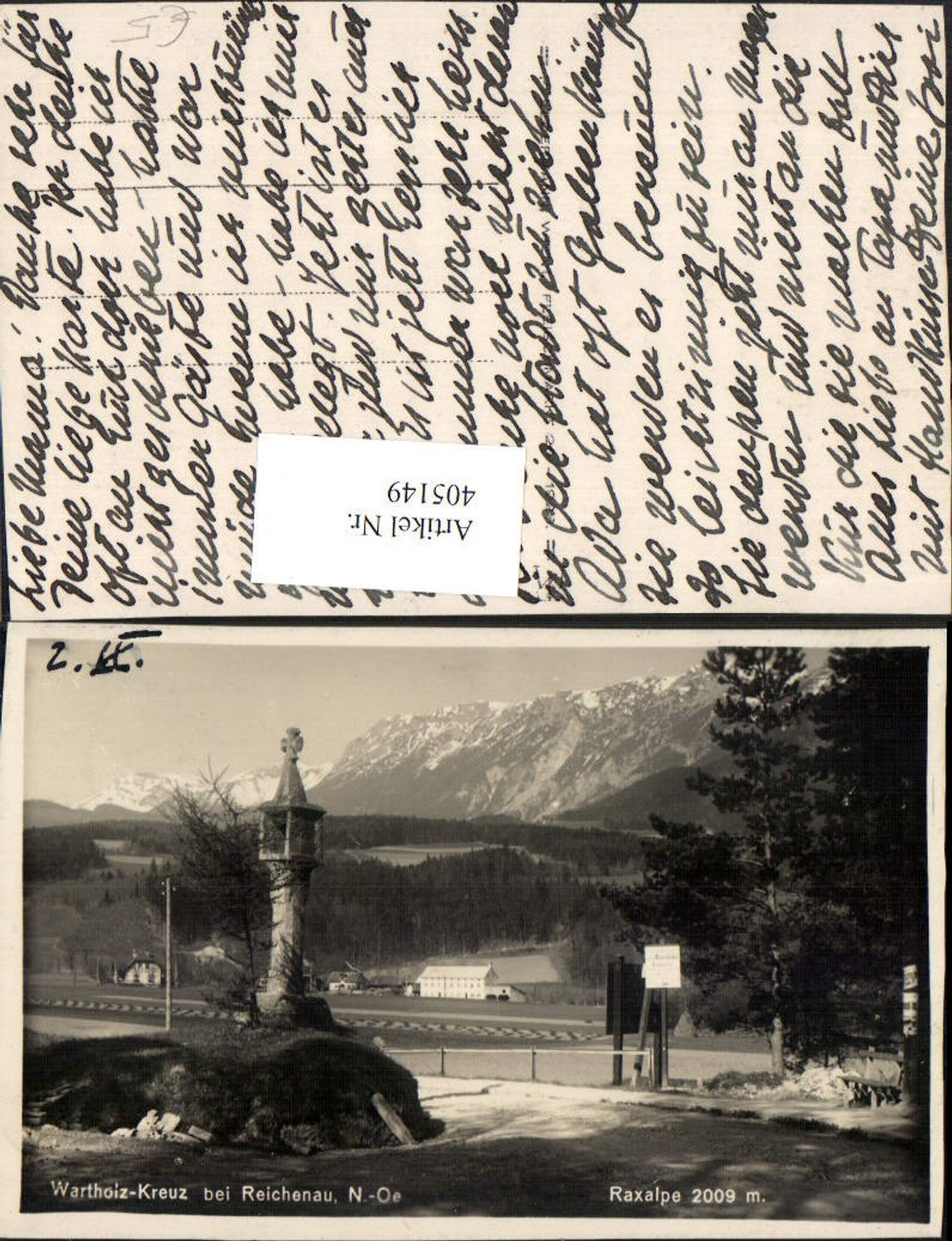 405149,Wartholz-Kreuz b. Reichenau m. Raxalpe Bergkulisse