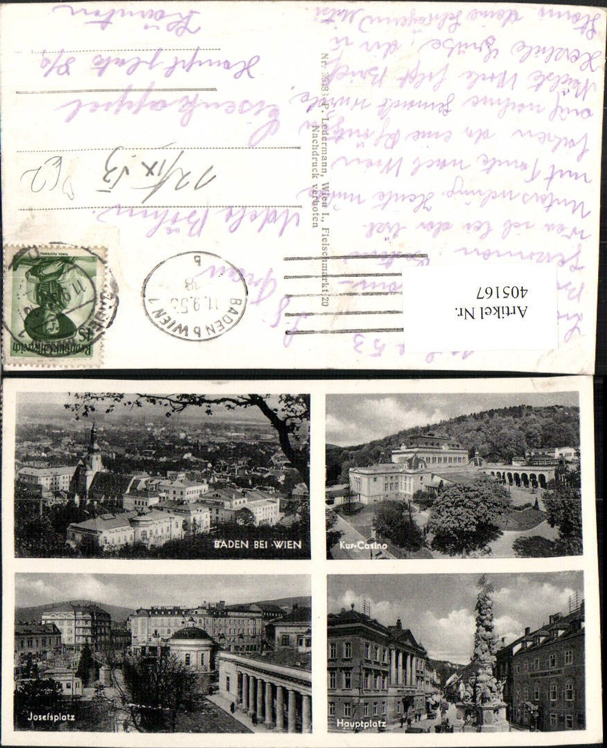 405167,Baden b. Wien Totale Casino Hauptplatz Mehrbildkarte