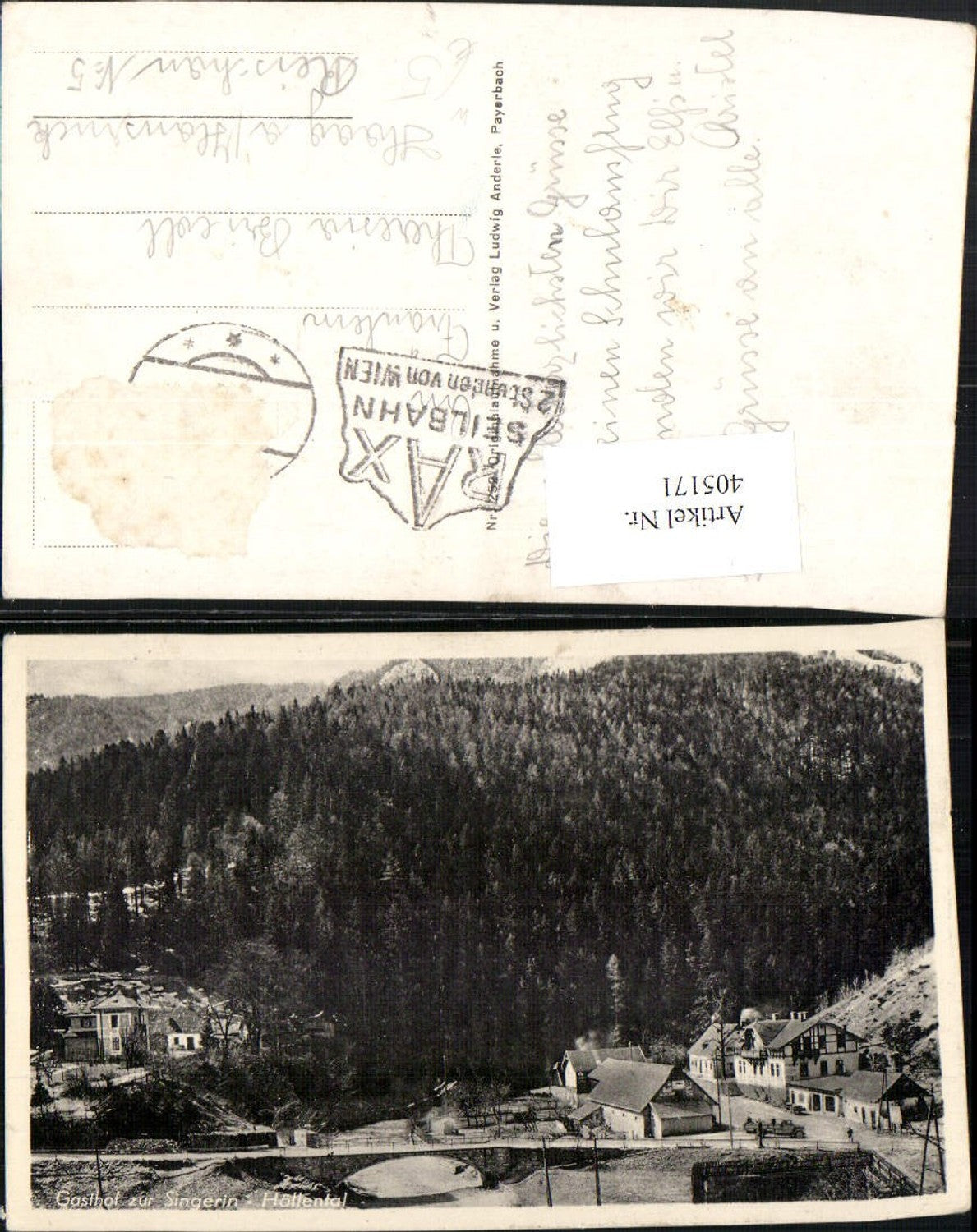 405171,Höllental b. Schwarzau im Gebirge Gasthof zur Singerin