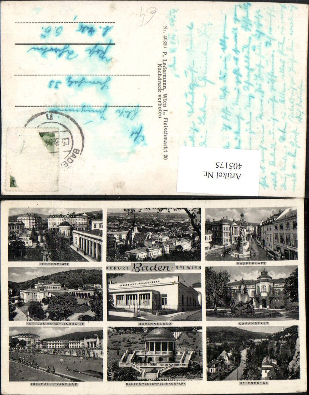 405175,Baden b. Wien Totale Casino Hauptplatz Kurhaus Mehrbildkarte