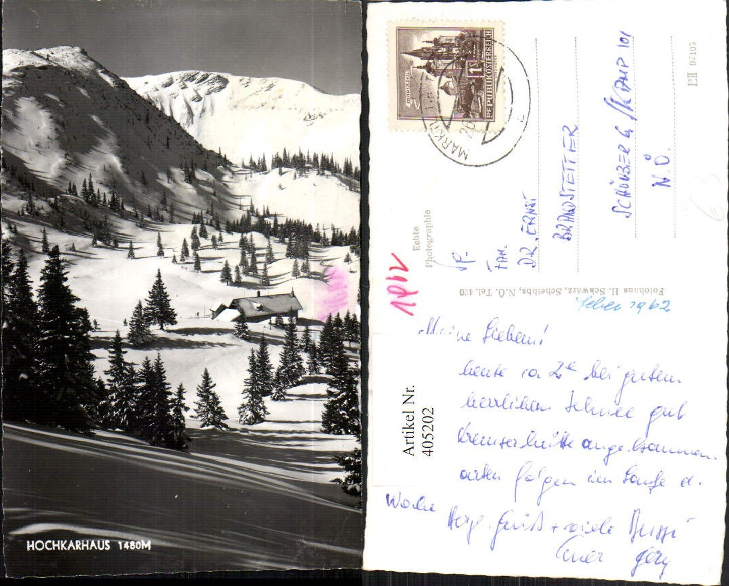 405202,Hochkarhaus b. Göstling an d. Ybbs Bergkulisse Winterbild