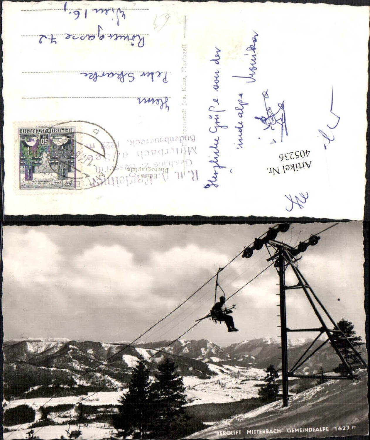 405236,Berglift Sessellift Mitterbach – Gemeindealpe Winterbild