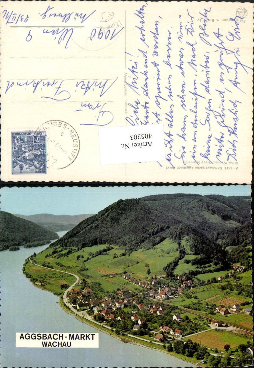 405303,Aggsbach Markt Totale in d. Wachau Fliegeraufnahme