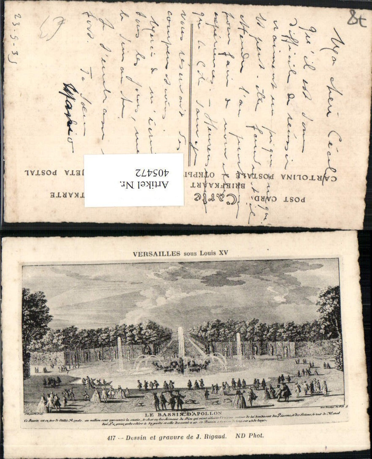 405472, Artist AK Ile-de-France Yvelines Versailles Bassin d'Apollon Basin Fountain