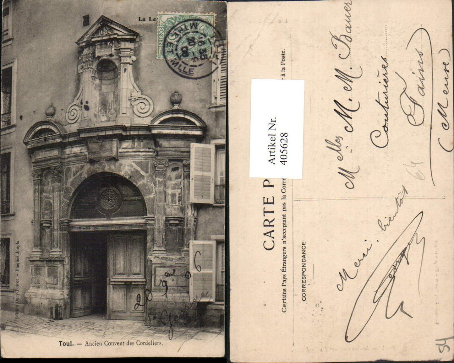 405628,Lorraine Meurthe-et-Moselle Toul Ancien Couvent des Cordeliers Portal