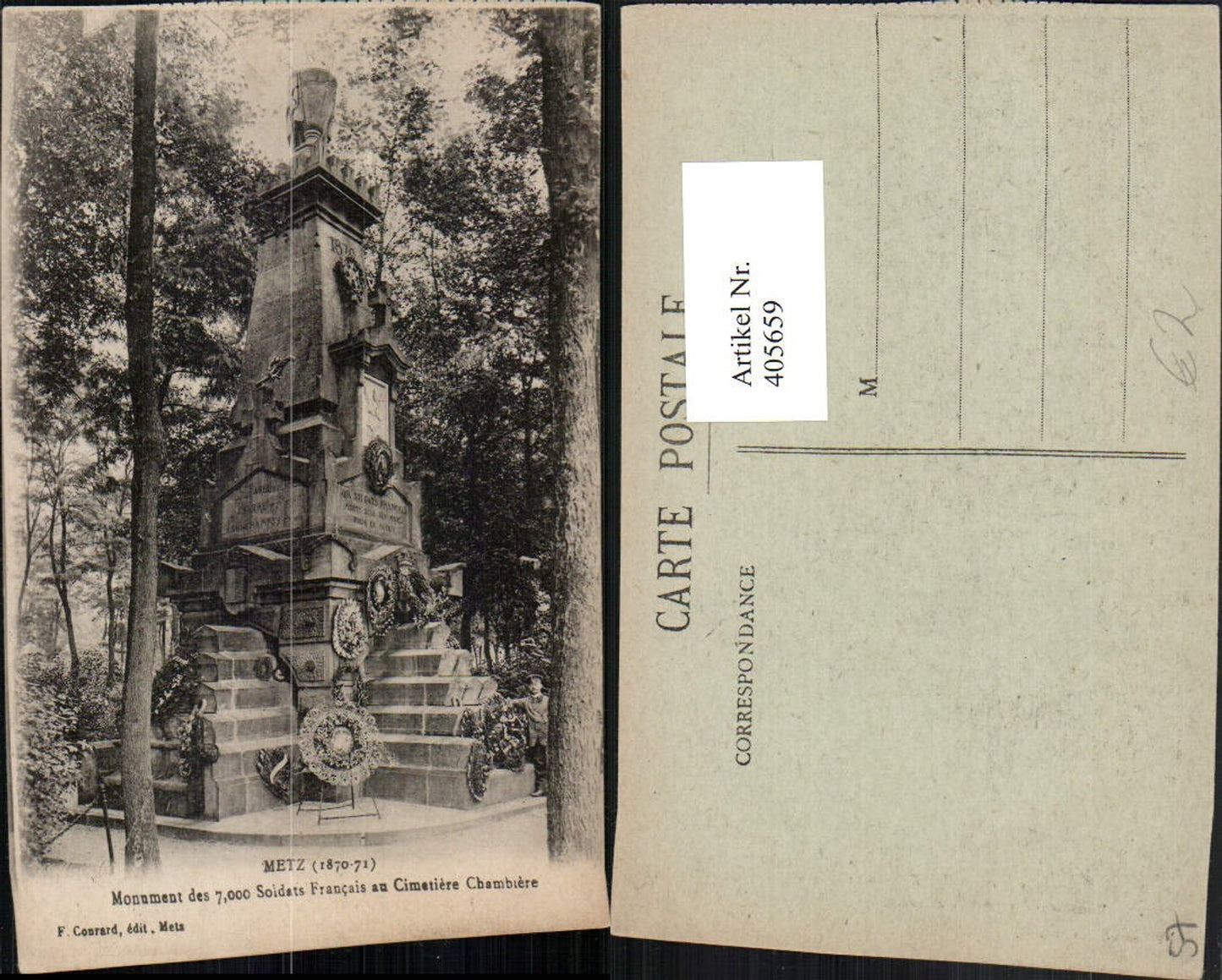405659,Lothringen Moselle Metz Monument des Soldats Francais eu Cimetiere Chambiere