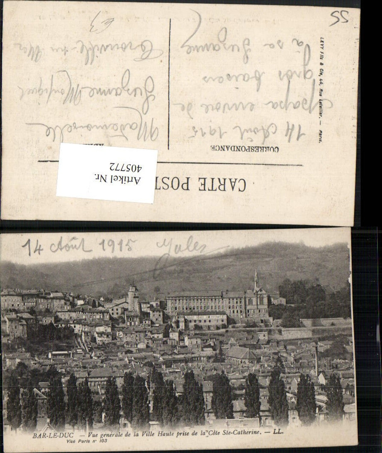405772,Lothringen Meuse Bar-le-Duc Vue generale de la Ville Haut Totale