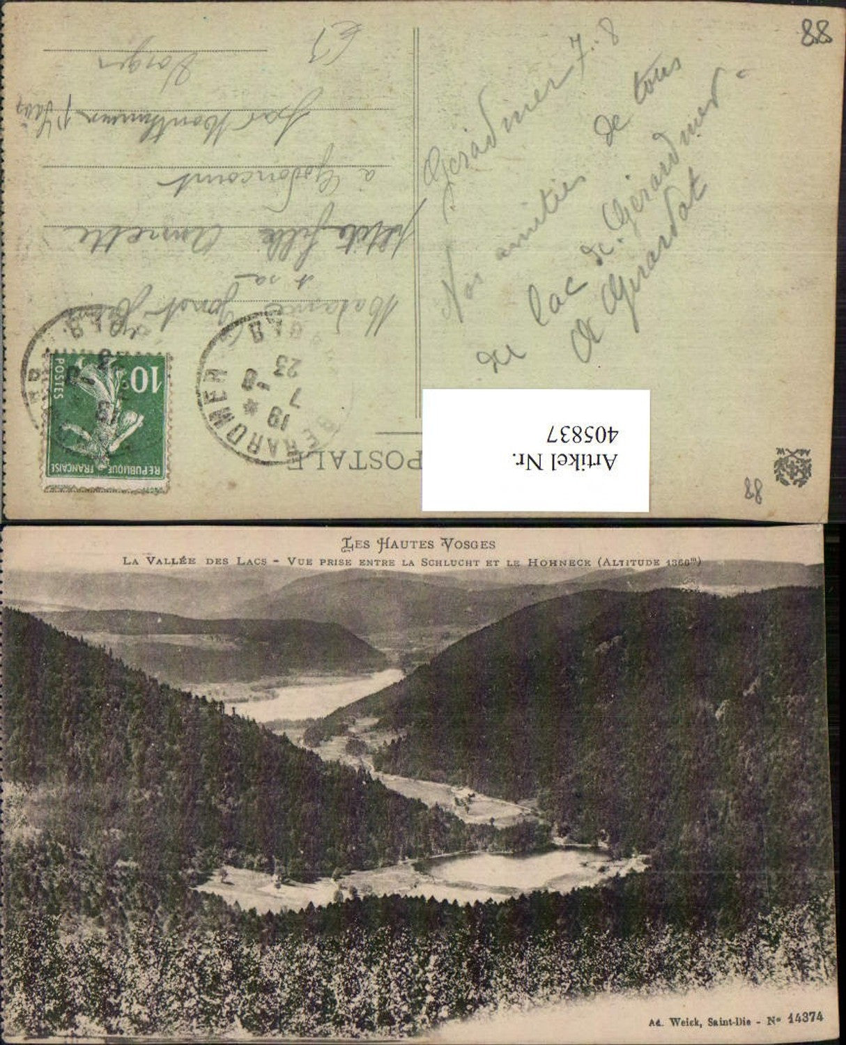 405837,Lothringen Vosges La Vallee des Lacs Vue prise entre la Schlucht et le Hohneck Seen