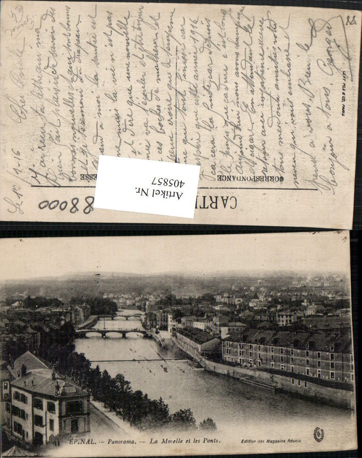 405857,Lothringen Vosges Epinal Panorama La Moselle et les Ponts Teilansicht Brücken