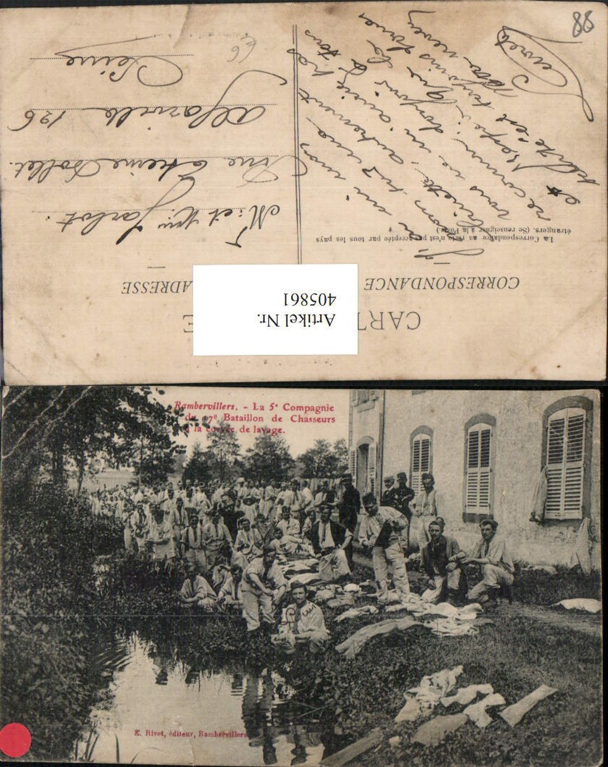 405861,Lothringen Vosges Rambervillers La 5 Compagnie du 7 Bataillon de Chasseurs Soldaten