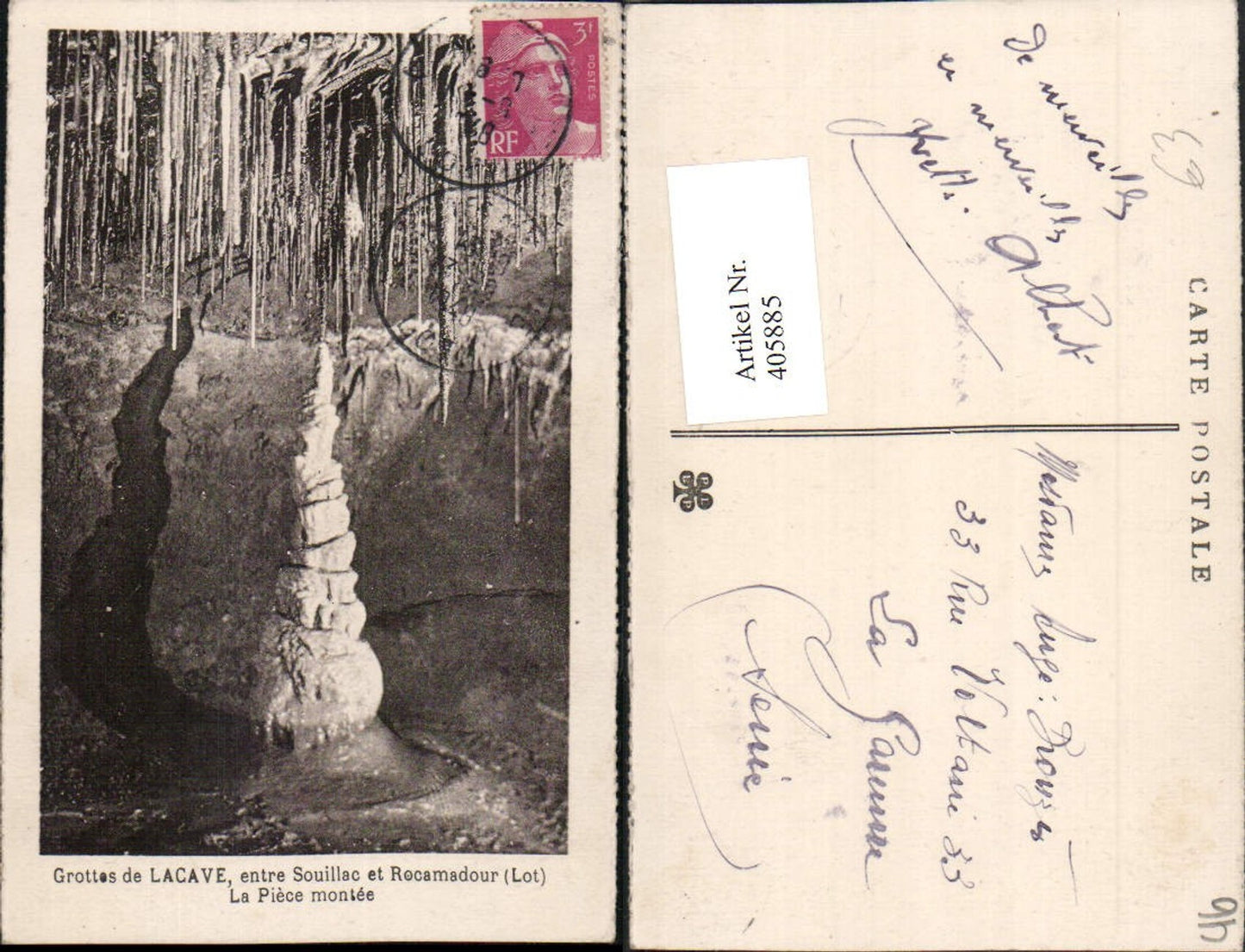405885,Midi-Pyrenees Lot Grottes de Lacave entre Souillac et Rocamadour Piece montee Höhle