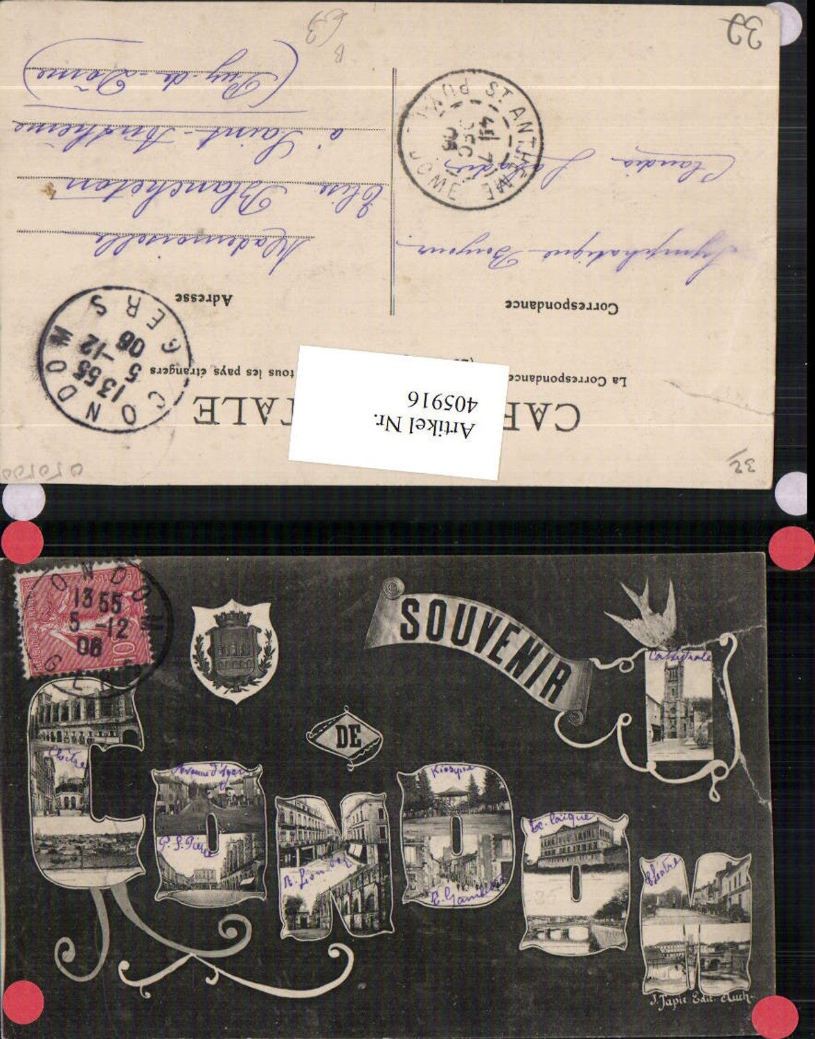 405916,Midi-Pyrenees Gers Condom Buchstaben Collage Mehrbildkarte
