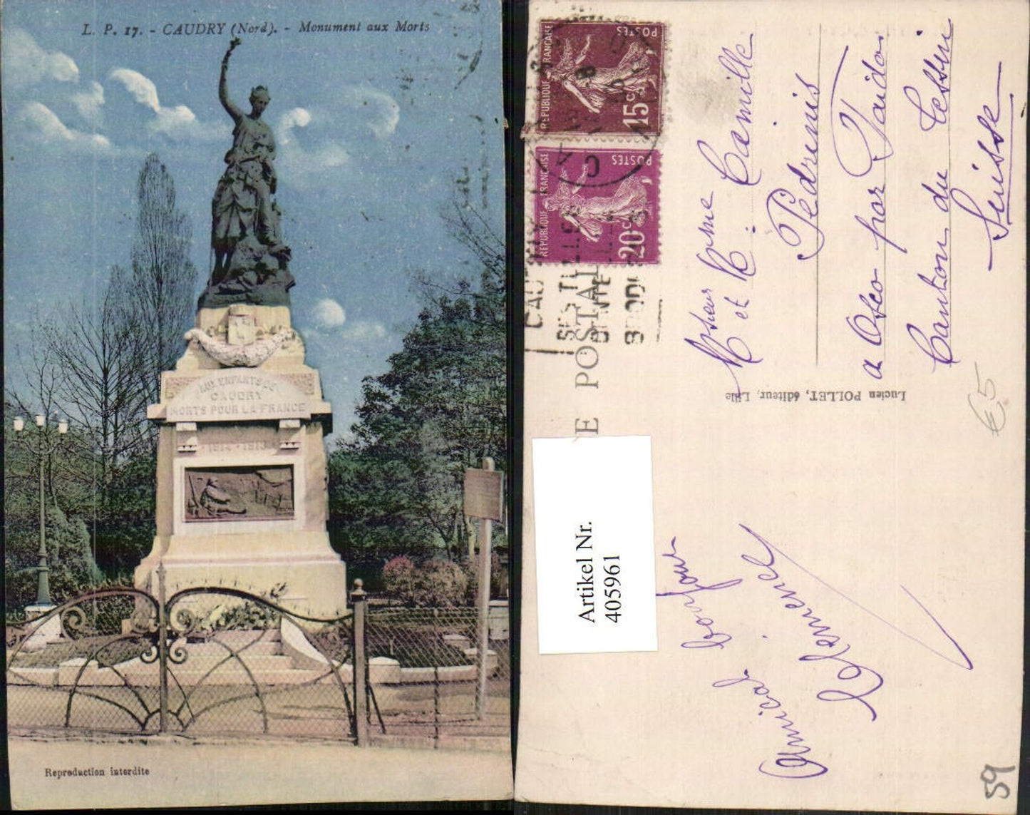 405961,Nord-Pas-de-Calais Nord Caudry Monument aux Morts Kriegerdenkmal