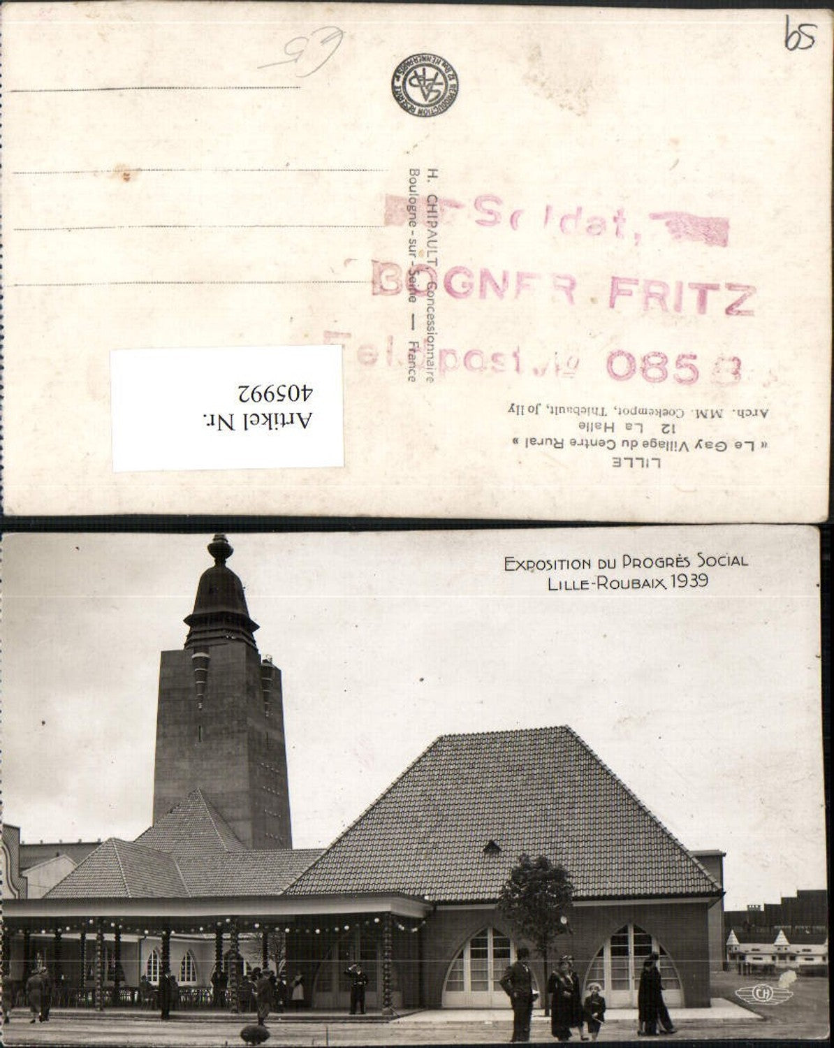 405992,Nord-Pas-de-Calais Nord Exposition du Progres Social Lille Roubaix 1939 Gay Village Halle