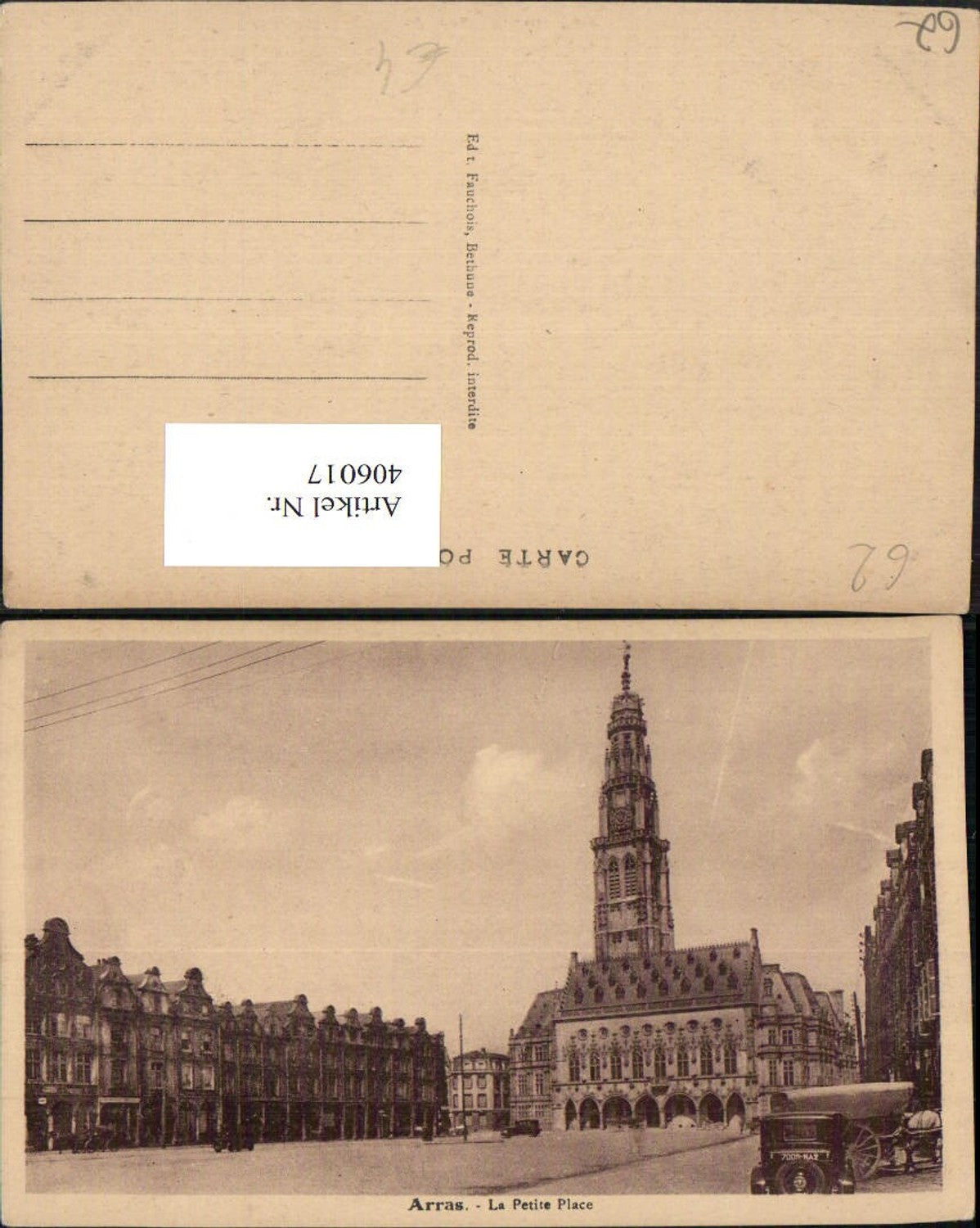 406017,Nord-Pas-de-Calais Pas-de-Calais Arras La Petite Place Platz Rathaus