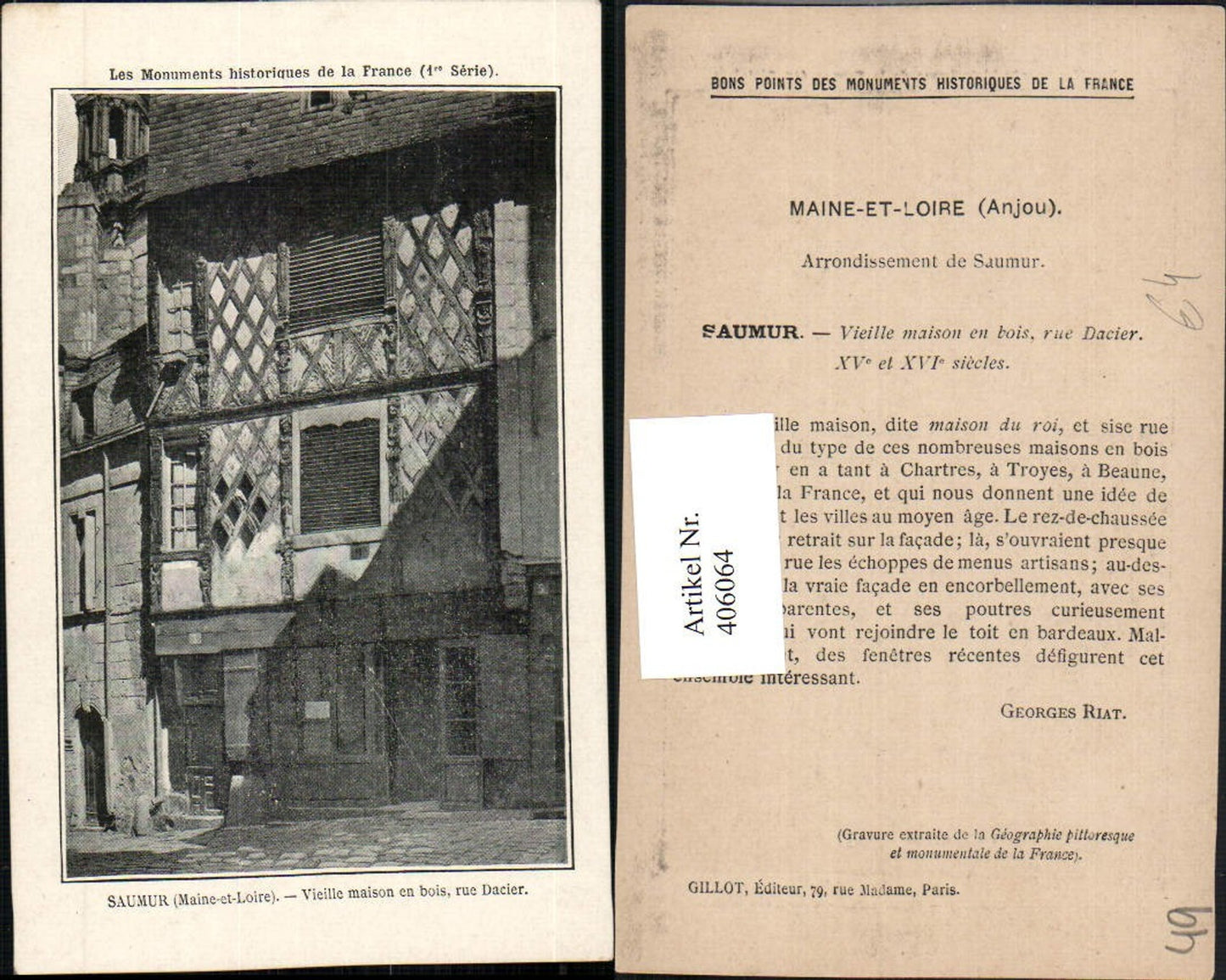 406064,Pays de la Loire Maine-et-Loire Saumur Vieille maison en bois Haus