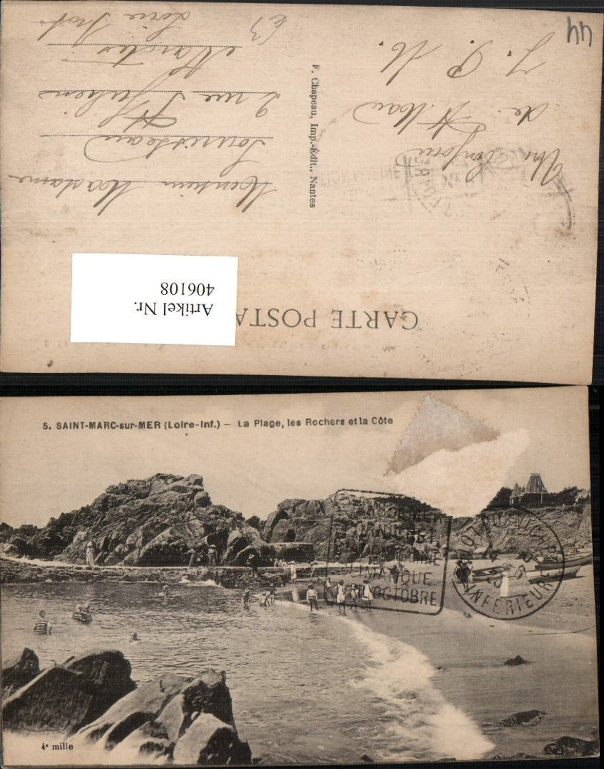 406108,Pays de la Loire Saint-Marc-sur-Mer La Plage les Rochers et la Cote Strand Küste