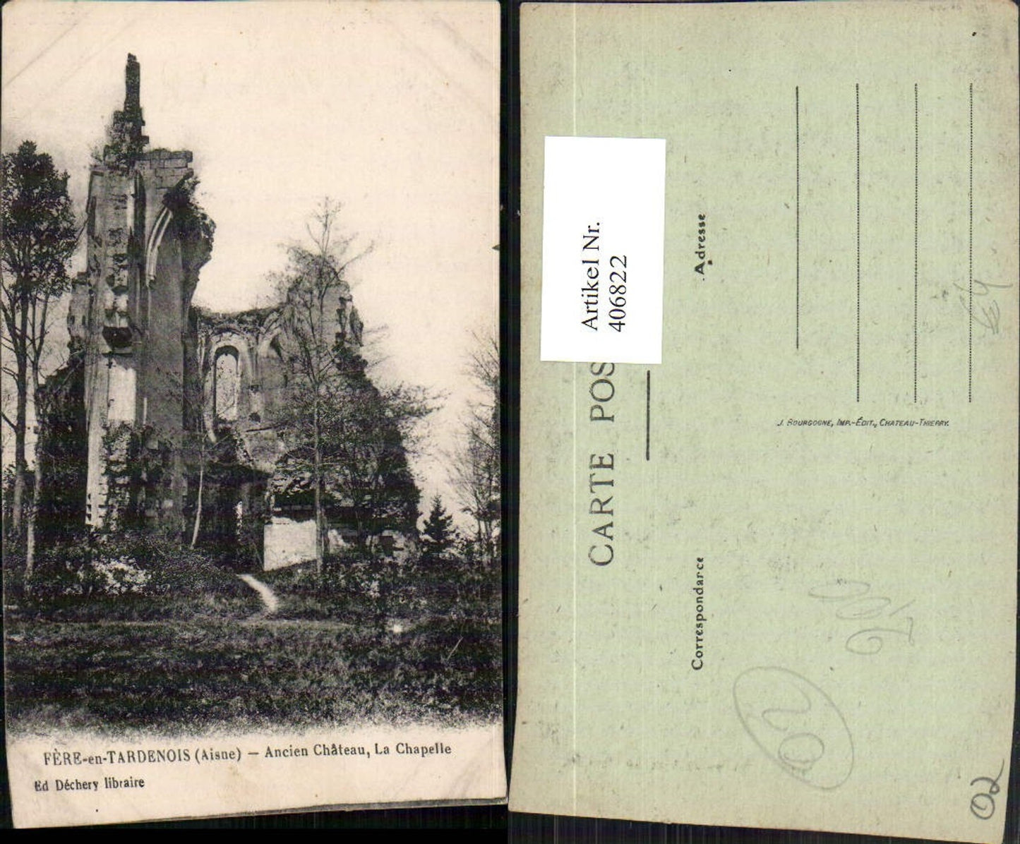 406822,Picardie Aisne Fere-en-Tardenois Chateau Chapelle Schlosskapelle