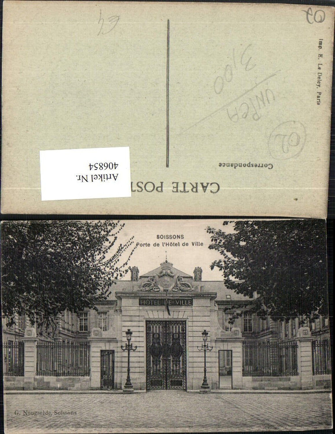 406854,Picardie Aisne Soissons Porte de l'Hotel de Ville Rathaus Tor