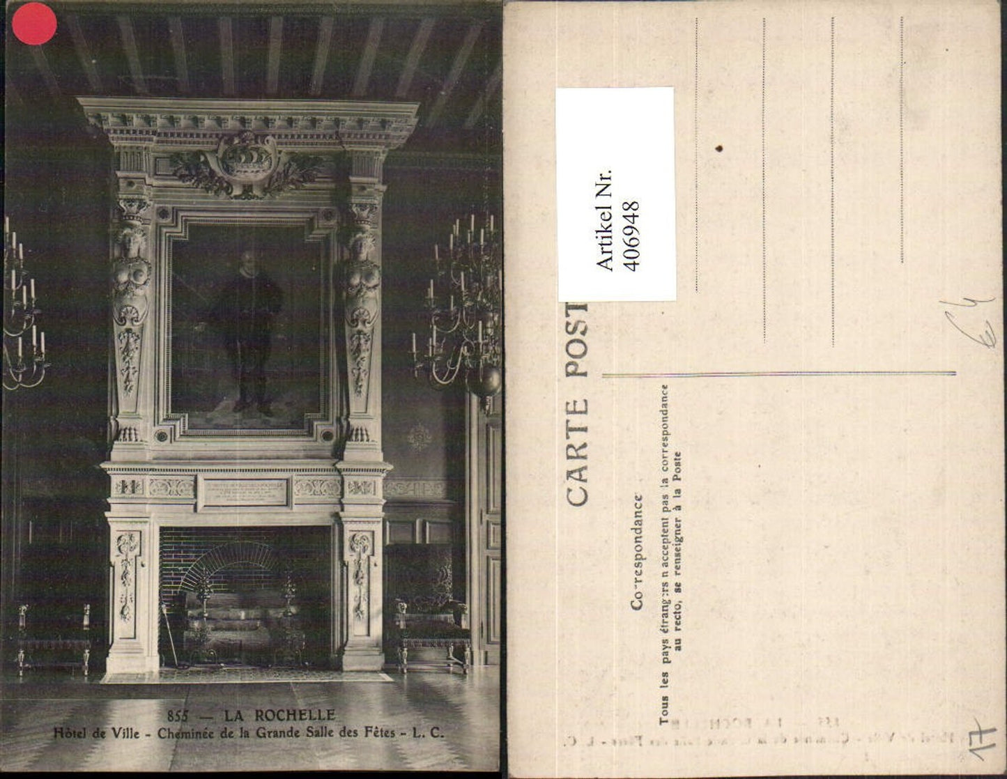 406948,Poitou-Charentes Charente-Maritime La Rochelle Hotel de Ville Cheminee Kamin
