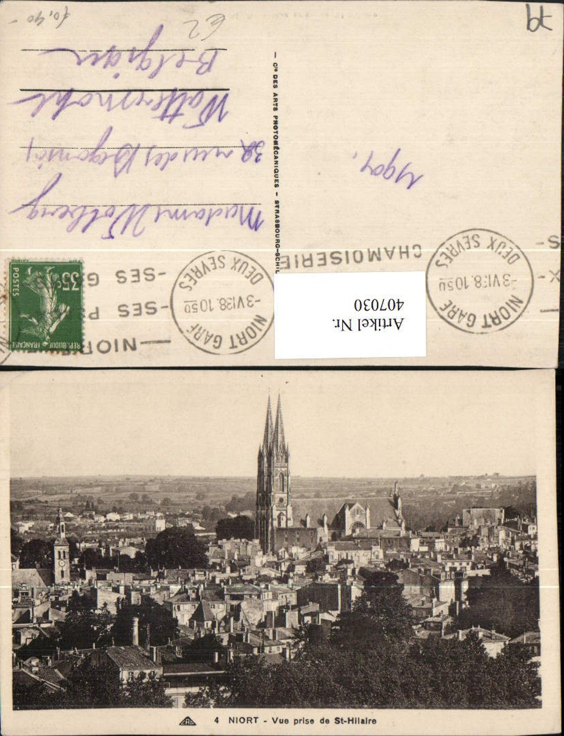 407030,Poitou-Charentes Charente-Maritime Deux-Sevres Niort Vue prise de St-Hilaire Totale