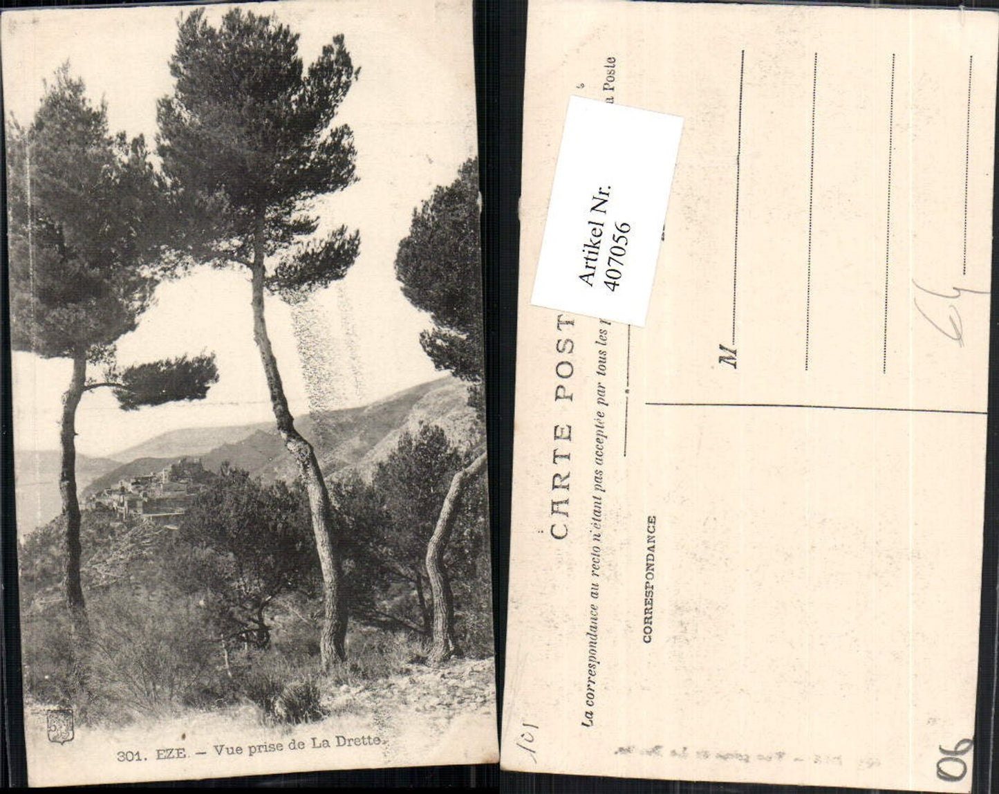 407056,Provence-Alpes-Cote-Azur Alpes-Maritimes Eze Vue prise de la Drette Bäume