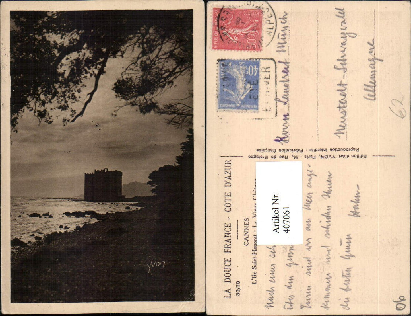 407061,Provence-Alpes-Cote-Azur Alpes-Maritimes Cannes Ile Saint-Honorat Chateau Schloss