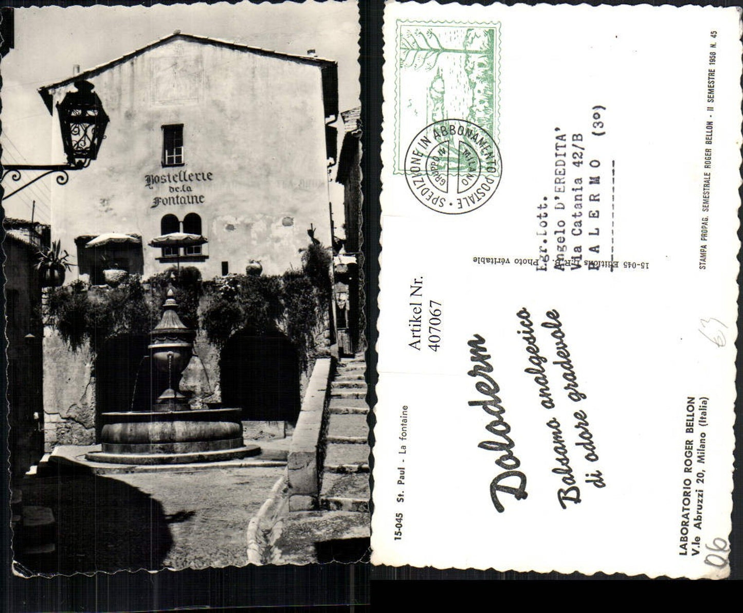407067,Provence-Alpes-Cote-Azur Alpes-Maritimes St. Paul La fontaine Brunnen Hostellerie