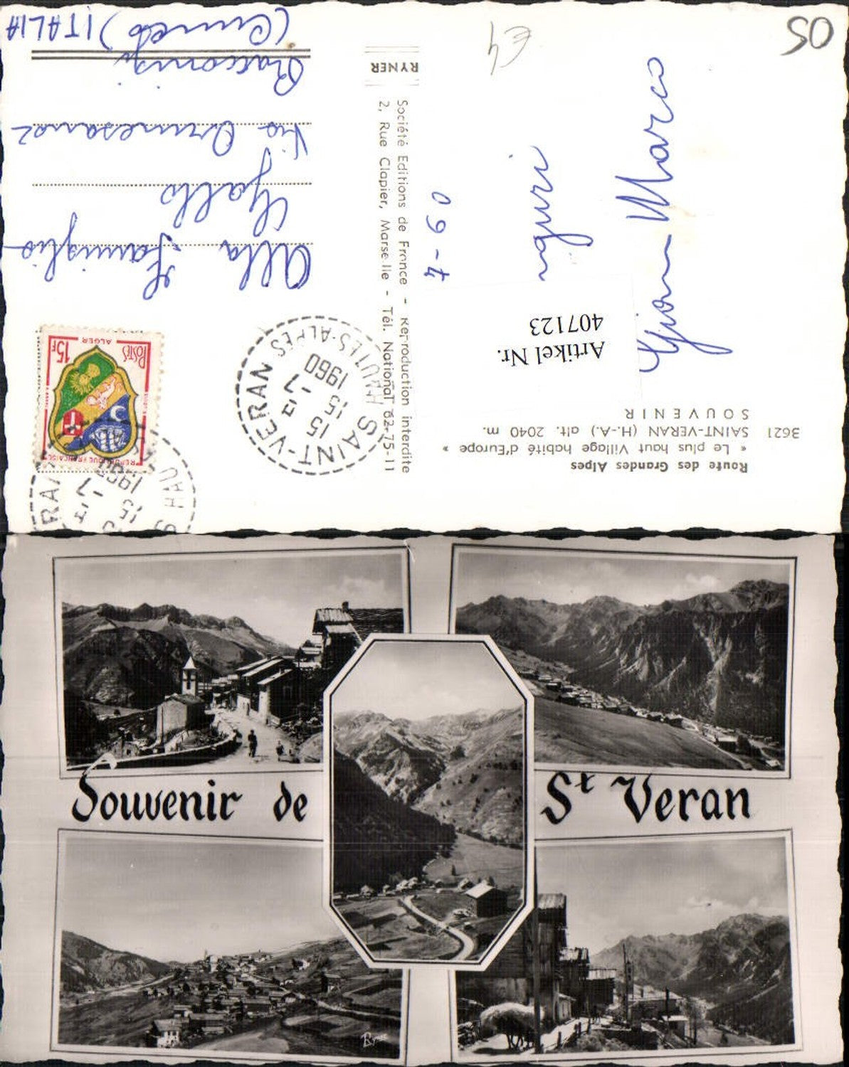 407123,Provence-Alpes-Cote-Azur Hautes-Alpes Saint-Veran Totale Bergkulisse Mehrbildkarte
