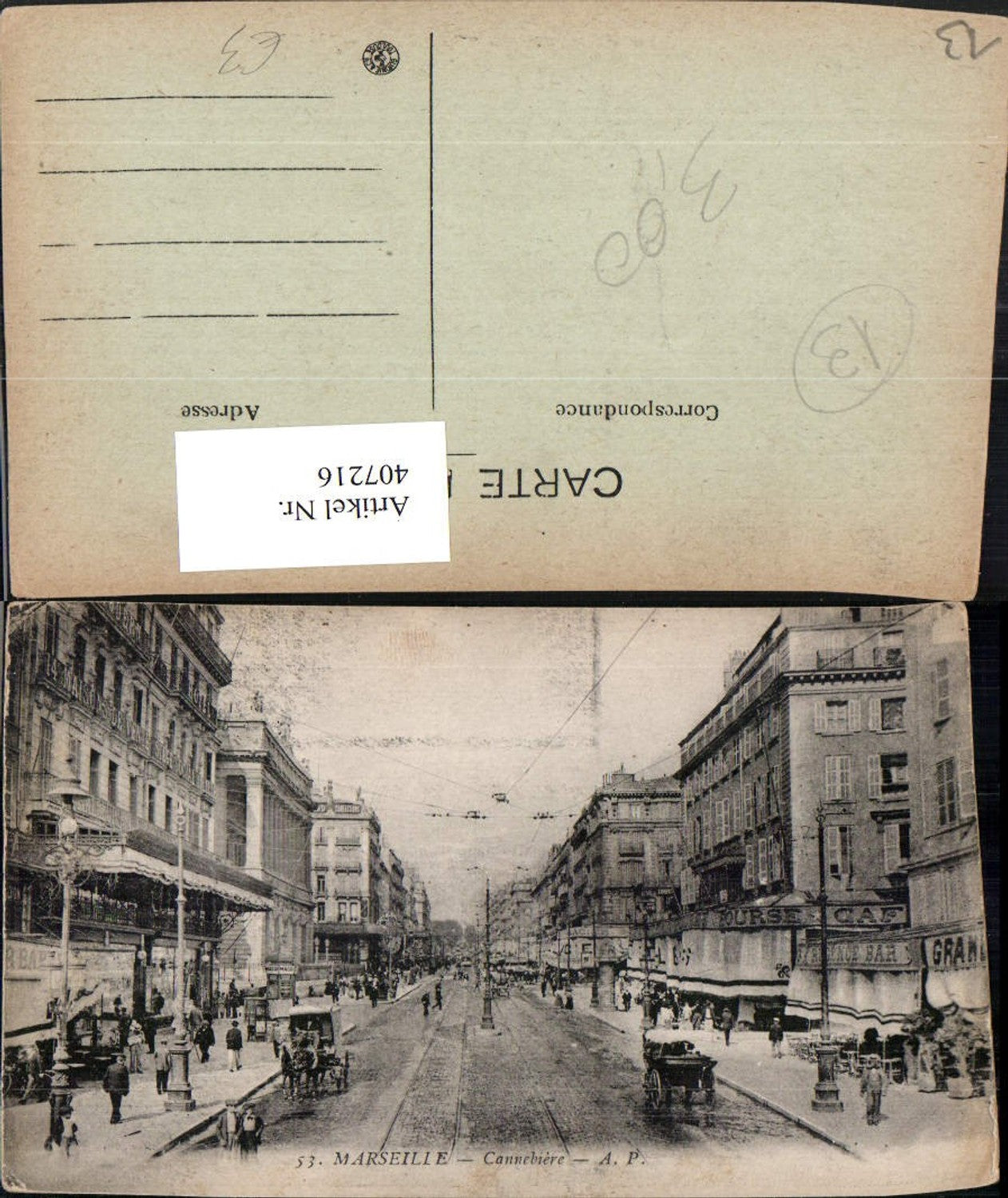 407216,Provence-Alpes-Cote-Azur Bouches-de-Rhone Marseille Cannebiere Straßenansicht