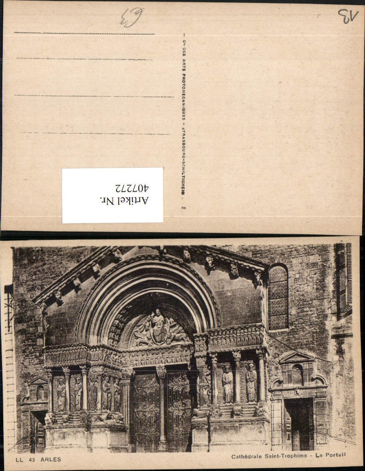 407272,Provence-Alpes-Cote-Azur Bouches-de-Rhone Arles Cathedrale Saint-Trophime Kirche Portal