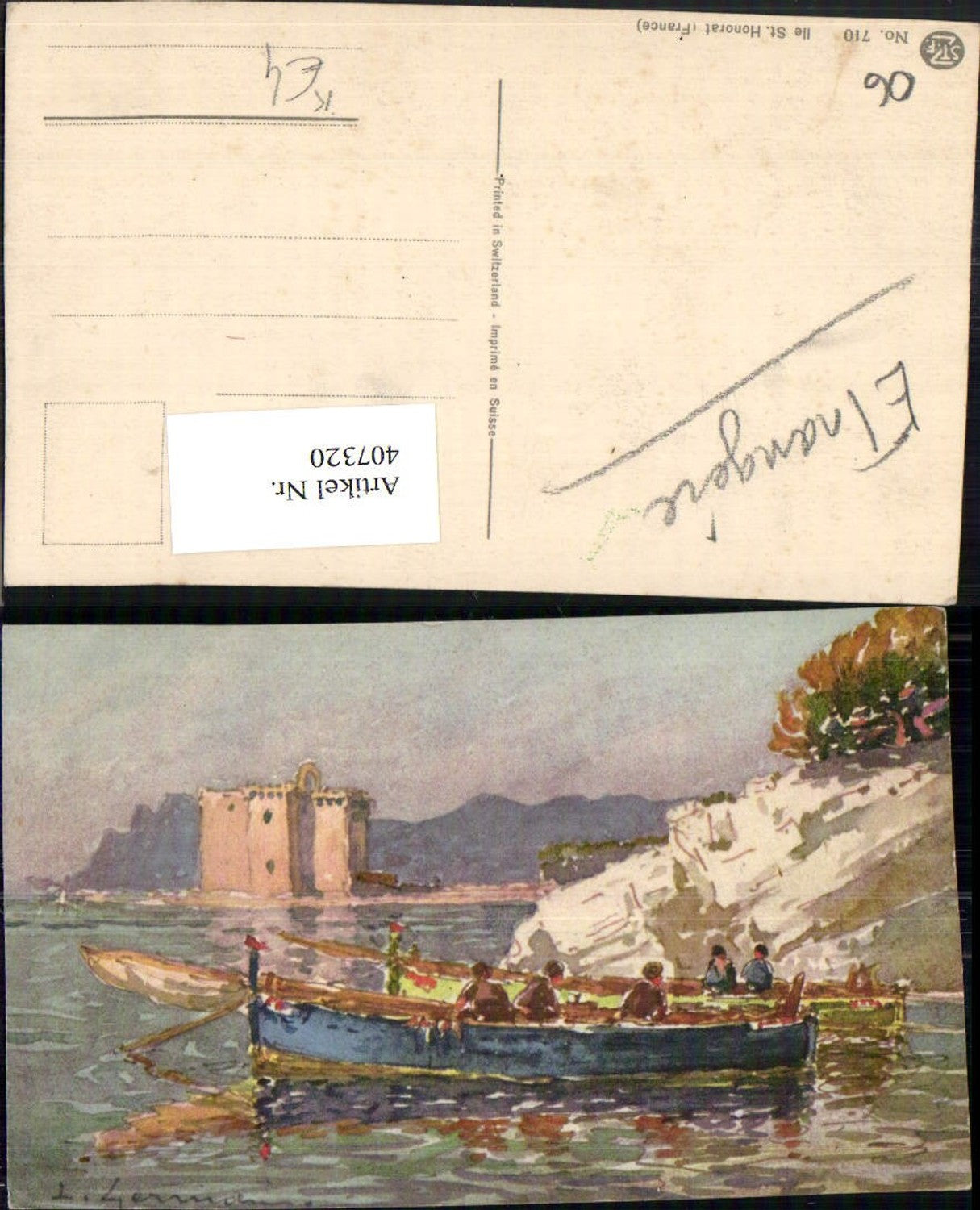 407320,Künstler AK Provence-Alpes-Cote-Azur Alpes-Maritimes Ile St. Honorat Boote Schloss Burg