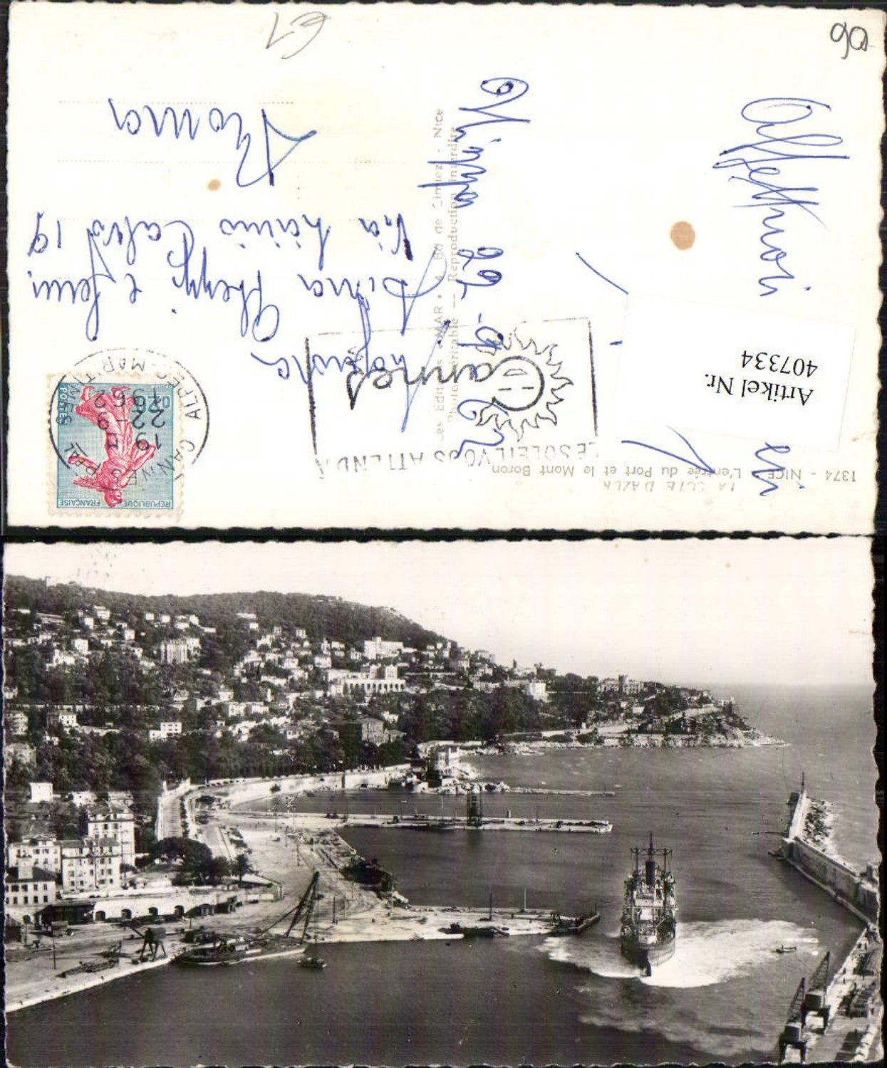 407334,Provence-Alpes-Cote-Azur Alpes-Maritimes Nice Nizza Port et Mont Boron Hafen Dampfer