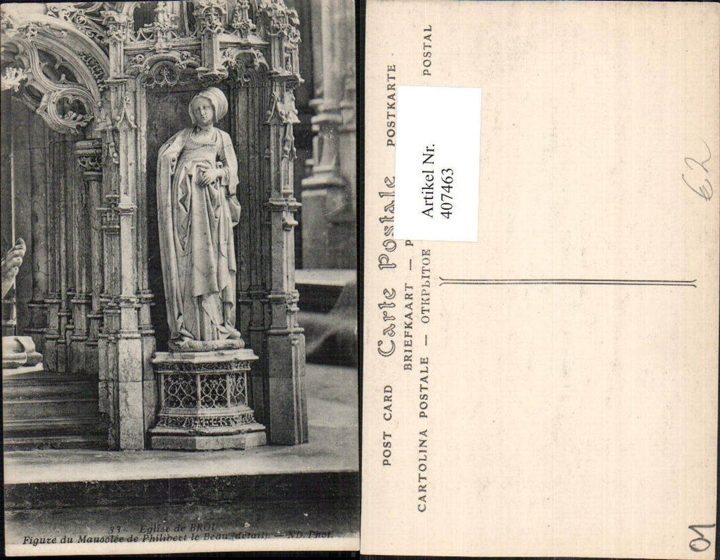 407463,Rhone-Alpes Ain Eglise de Brou Figure du Mausolee Philibert le Beau Statue