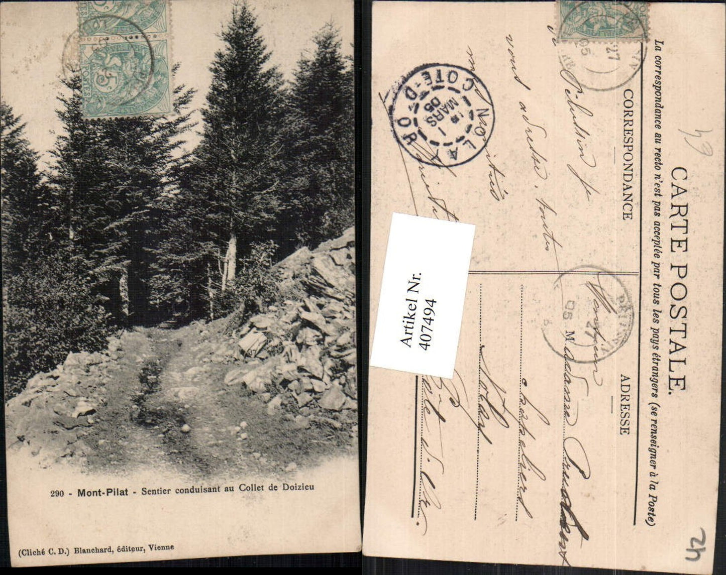 407494,Rhone-Alpes Loire Mont-Pilat Sentier conduisant au Collet de Doizieu Wald