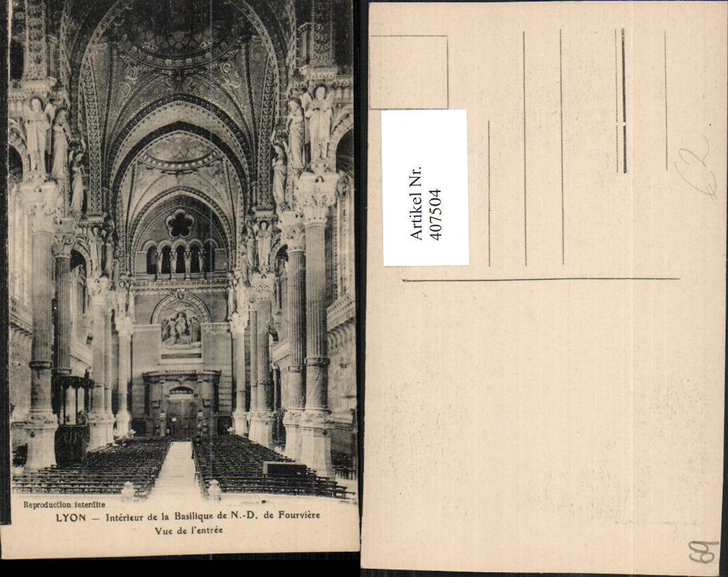 407504,Rhone-Alpes Rhone Lyon Interieur de la Basilique Notre-Dame Fourviere Kirche