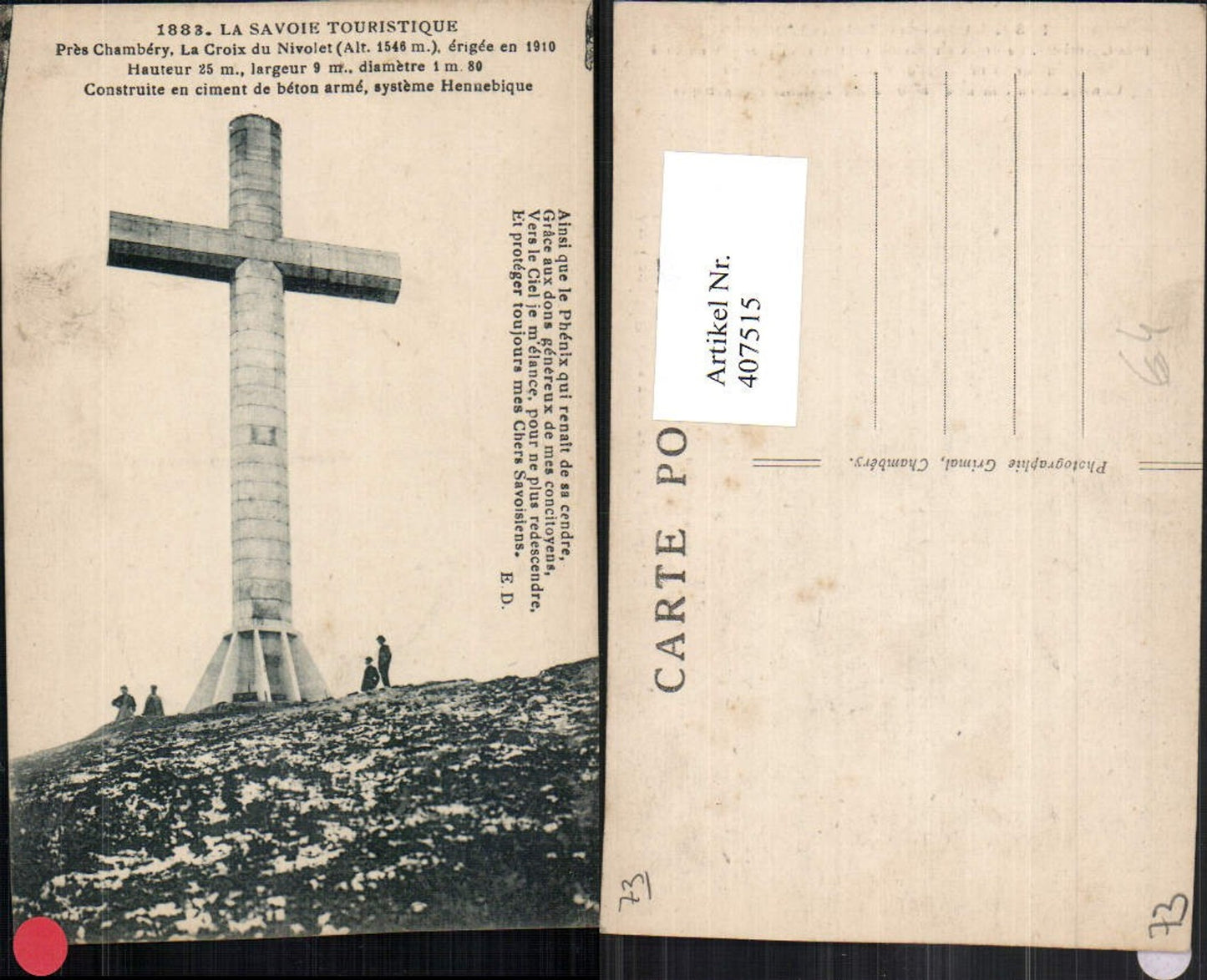 407515,Rhone-Alpes Savoie Chambery La Croix du Nivolet Gipfelkreuz Kreuz