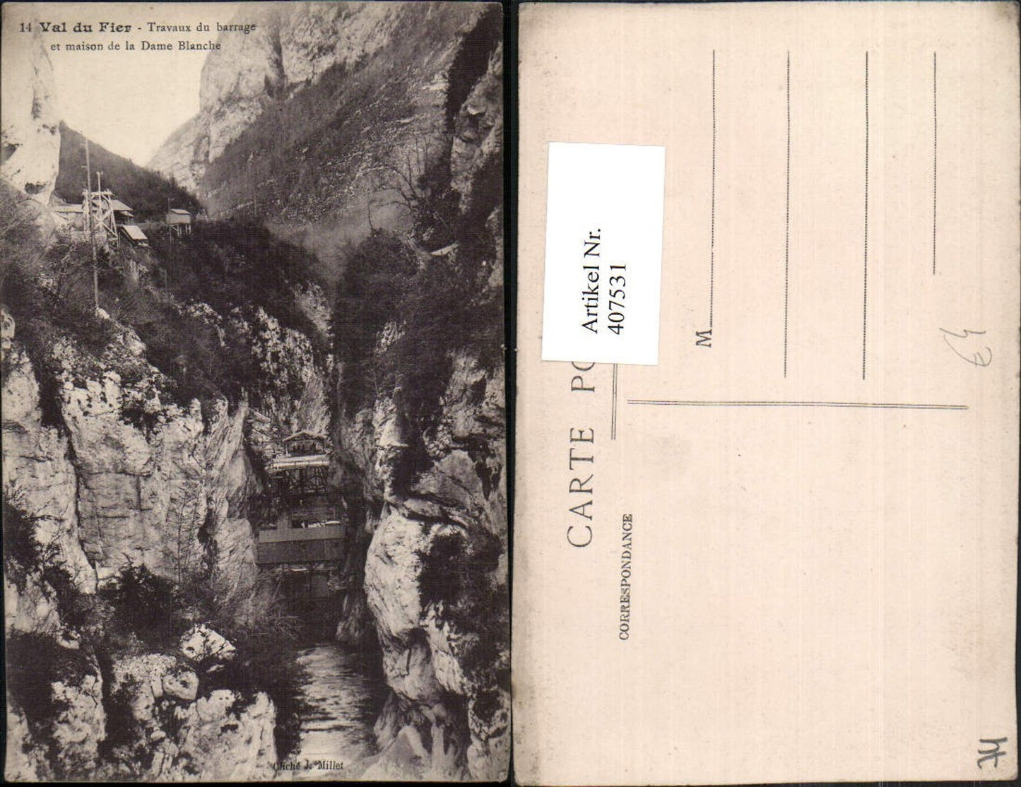 407531,Rhone-Alpes Haute-Savoie Val du Fier Travaux du barrage et maison de la Dame Blanche