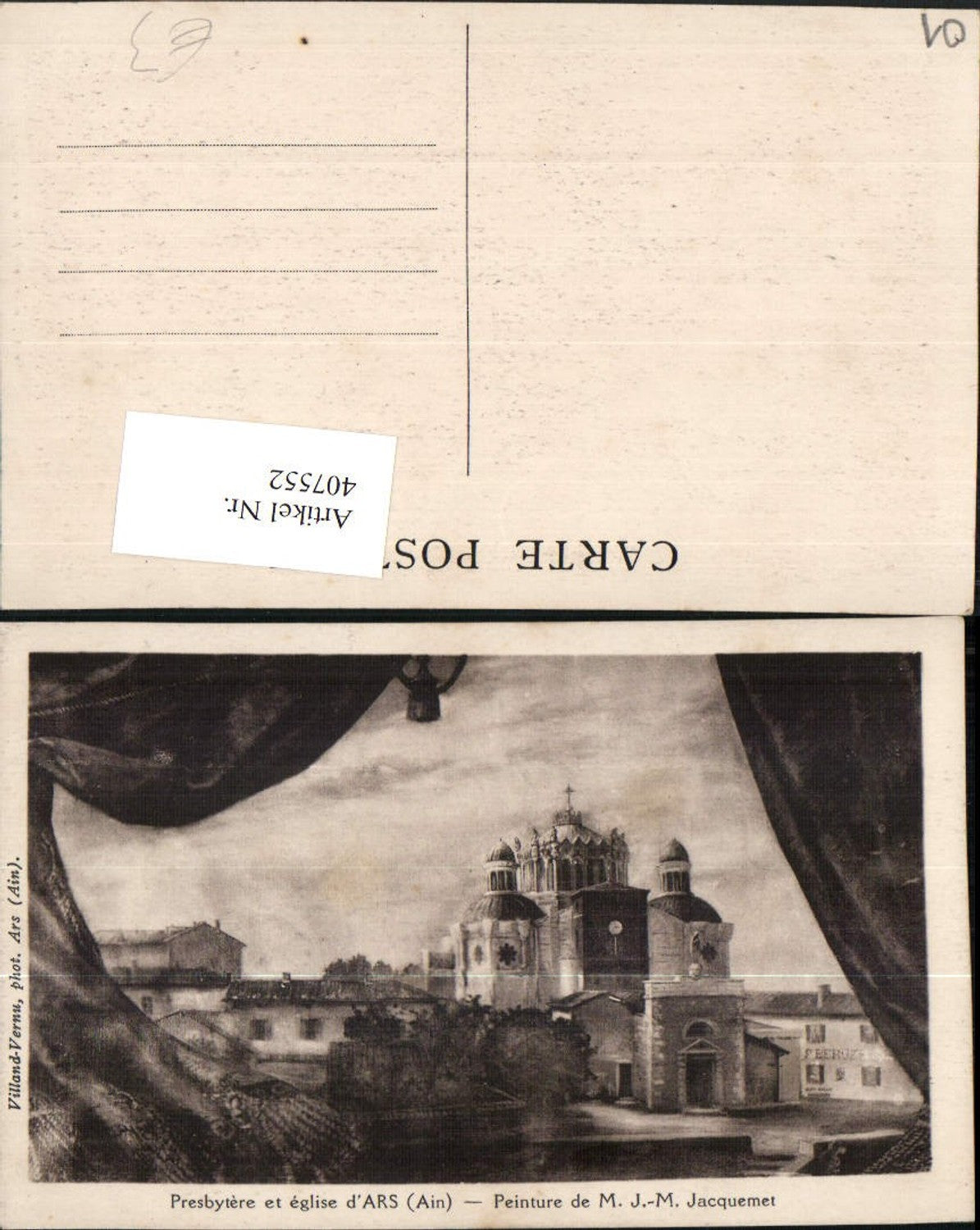 407552,Künstler AK M. J.-M. Jacquement Rhone-Alpes Ain Ars Eglise Kirche