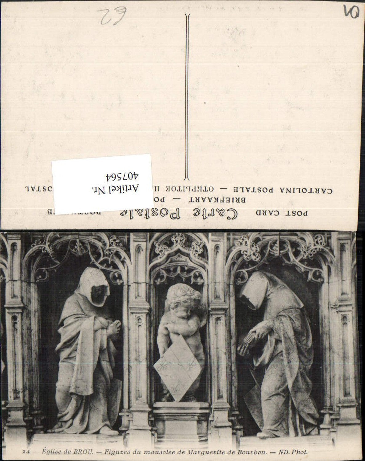 407564,Rhone-Alpes Ain Eglise de Brou Figures mausolee de Marguerite de Bourbon Statuen