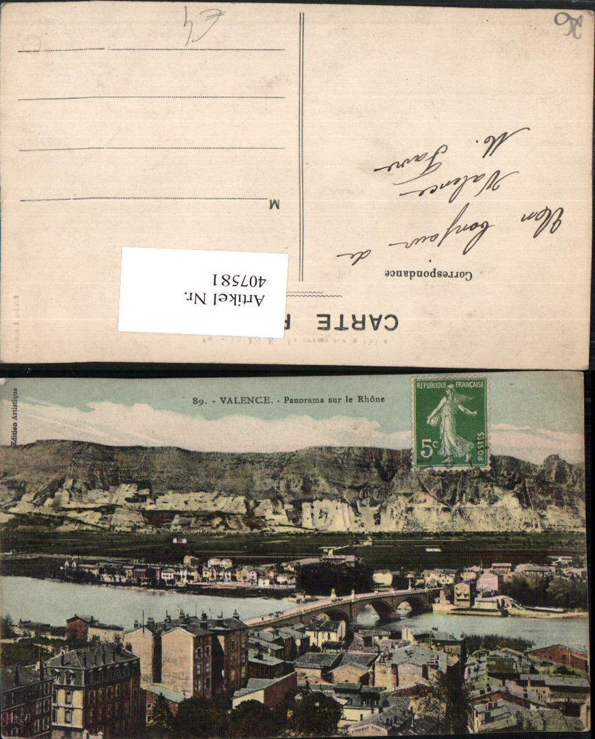 407581,Rhoen-Alpes Drome Valence Panorama sur le Rhone Teilansicht Brücke