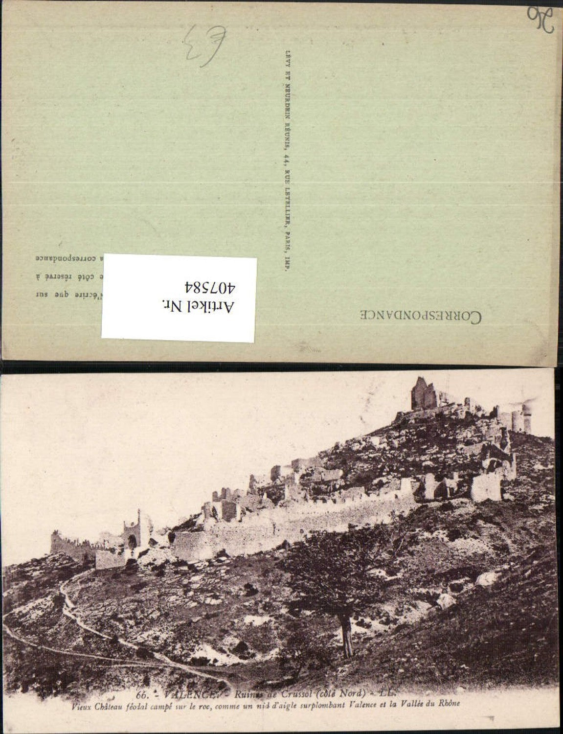 407584,Rhoen-Alpes Drome Valence Ruines de Crussol Ruine