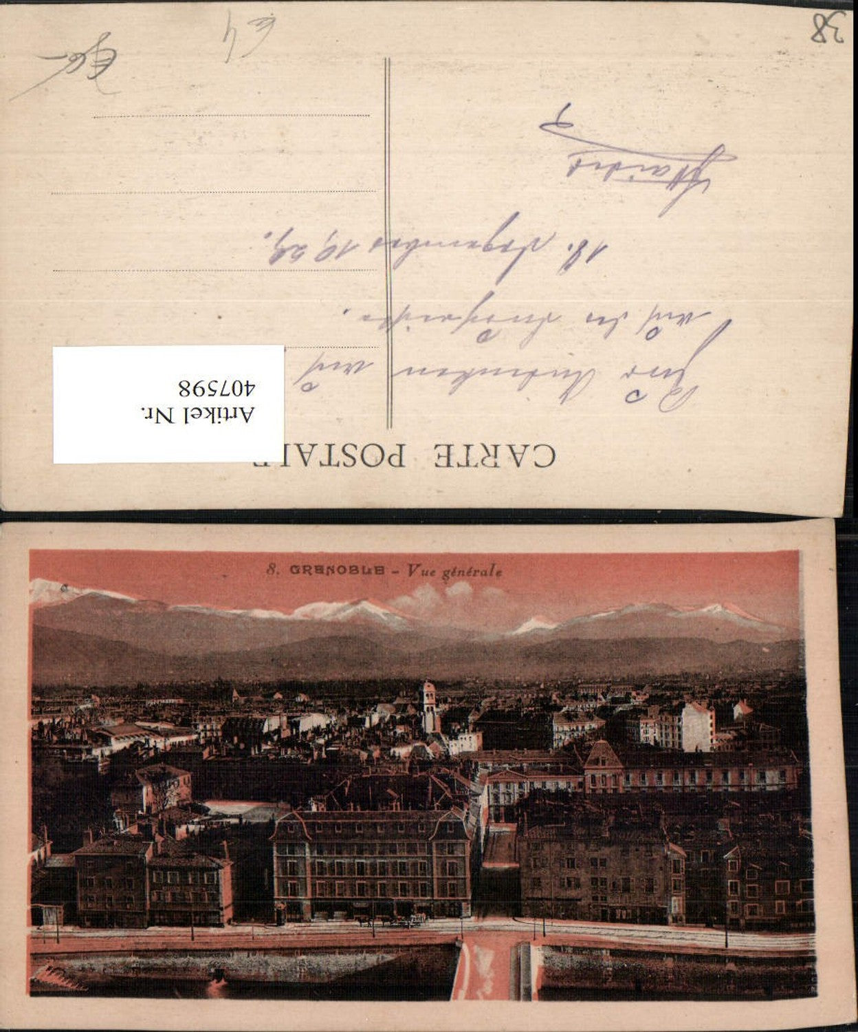 407598,Rhone-Alpes Isere Grenoble Vue generale Totale Bergkulisse