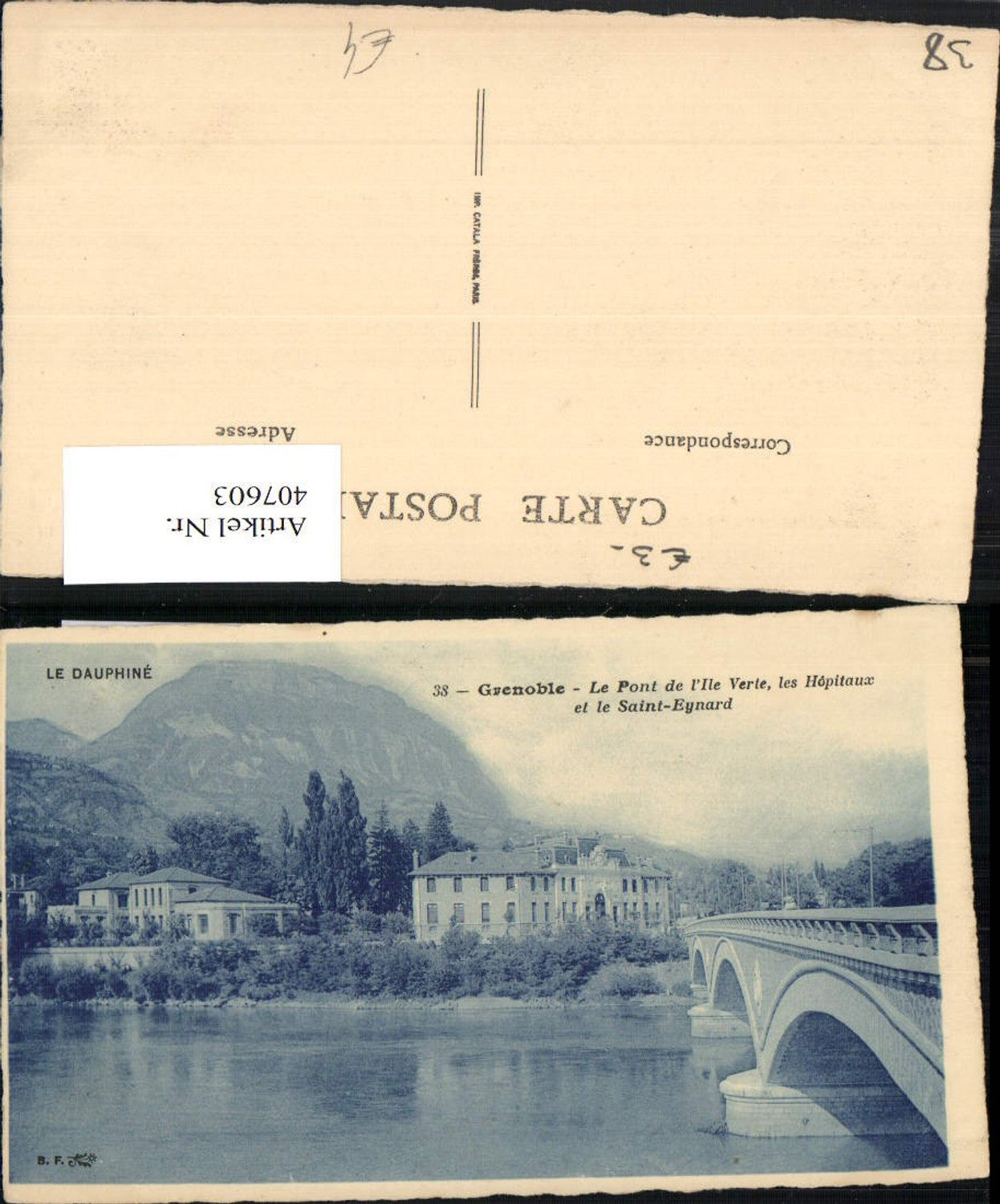 407603,Rhone-Alpes Isere Grenoble Pont de l'Ile Verte et Saint-Eynard Brücke